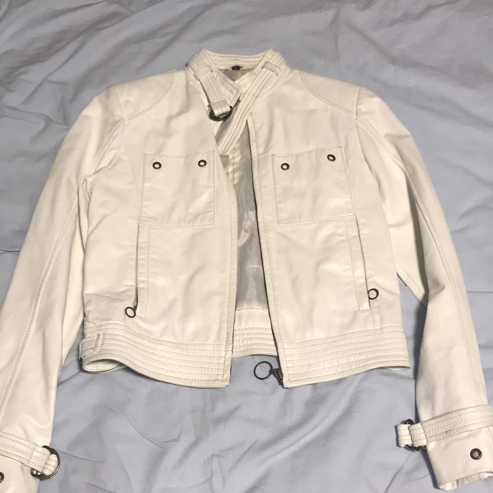 Gorgeous White Leather Jacket Euc - image 1
